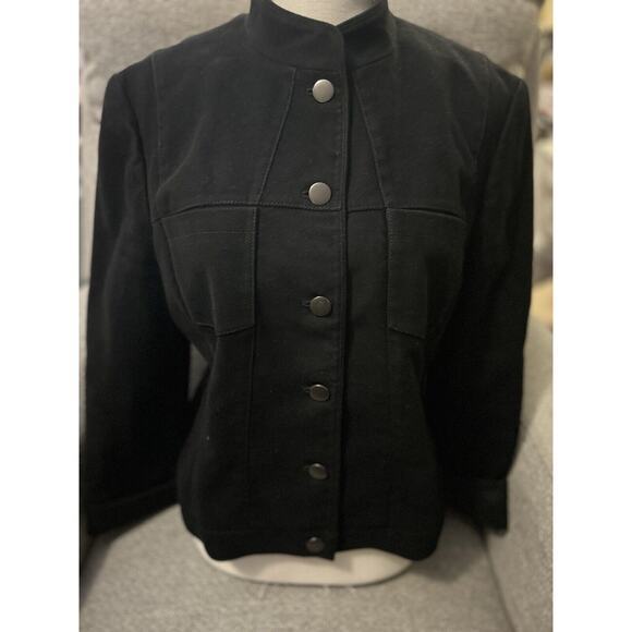 Company‎ Ellen Tracy Women’s Banded Collar Button Jacket SZ L Business Casual - Picture 1 of 7
